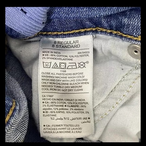 Old Navy Karate Youth Girls 8 Regular Blue Jeans Straight Leg Tapered Ankles - Picture 8 of 11